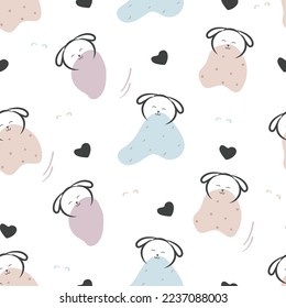 Vector seamless pattern kawaii  cute dogs cartoon animals background
