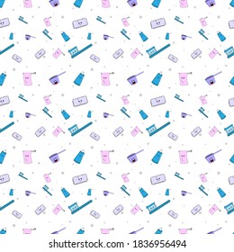 Vektornahtloses Muster für kawaii-Toilettenartikel