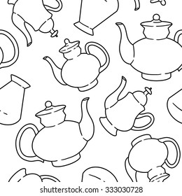 Vector seamless pattern with kettles