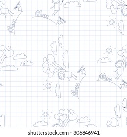 Vector seamless pattern. Kids, school and education image 