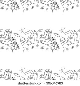 Vector seamless pattern. Kids, school and education image 