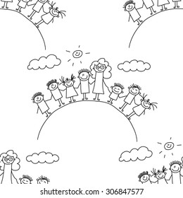 Vector seamless pattern. Kids, school and education image 