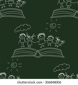 Vector seamless pattern. Kids, school and education image 