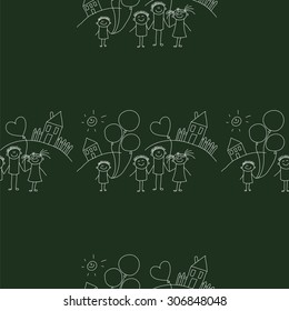 Vector seamless pattern. Kids, school and education image 