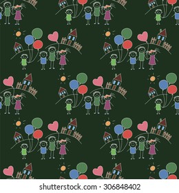 Vector seamless pattern. Kids, school and education image 