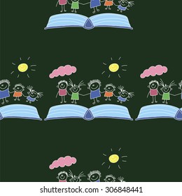 Vector seamless pattern. Kids, school and education image 