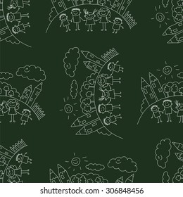 Vector seamless pattern. Kids, school and education image 