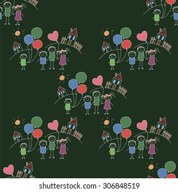 Vector seamless pattern. Kids, school and education image 