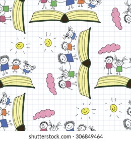 Vector seamless pattern. Kids, school and education image 