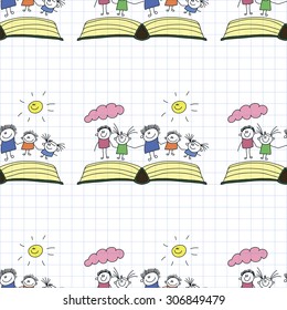 Vector seamless pattern. Kids, school and education image 