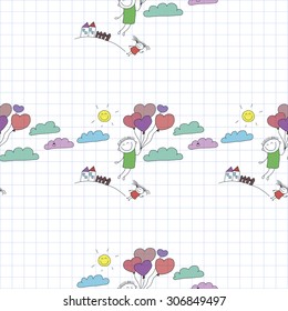 Vector seamless pattern. Kids, school and education image 