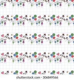 Vector seamless pattern. Kids, school and education image 