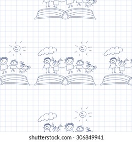 Vector seamless pattern. Kids, school and education image 