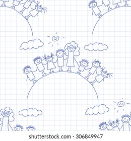 Vector seamless pattern. Kids, school and education image 