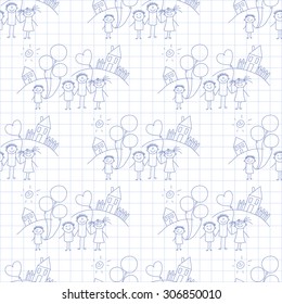 Vector seamless pattern. Kids, school and education image 
