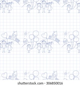 Vector seamless pattern. Kids, school and education image 