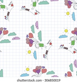 Vector seamless pattern. Kids, school and education image 