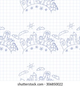 Vector seamless pattern. Kids, school and education image 