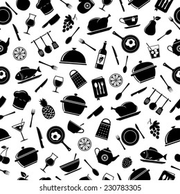 Vector seamless pattern of kitchen tools