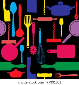 Vector seamless pattern of kitchen tools.
