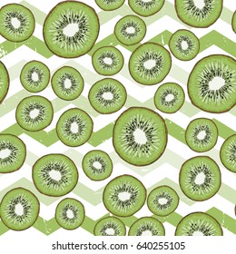 Vector seamless pattern - Kiwi fruit slice