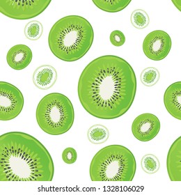 Vector Seamless pattern Kiwi and Transparent background.