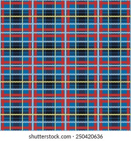 Vector seamless pattern. Knitted background with squares.