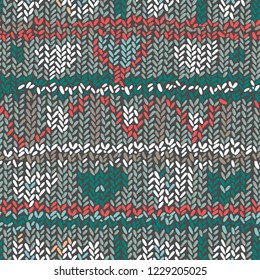 Vector seamless pattern with knitted canvas with a festive pattern ornament. Design can be used for textiles, wallpaper, clothing, wrapping paper.