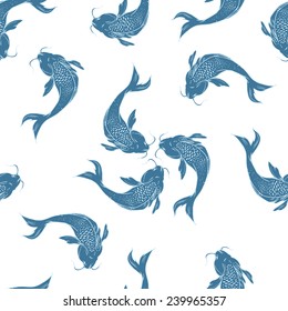 Vector seamless pattern with koi fish