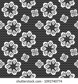 vector seamless pattern lace, black and white