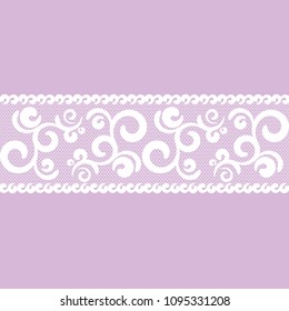 vector seamless pattern lacy ribbon, white and lilac color
