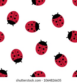 Vector seamless pattern of ladybugs. Seamless pattern.