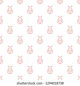 Vector seamless pattern with ladybugs. Red outline ladybugs seamless pattern.