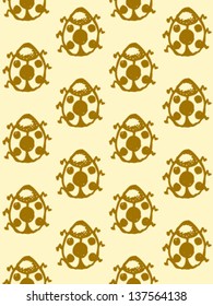 Vector seamless pattern with ladybugs in sketch style
