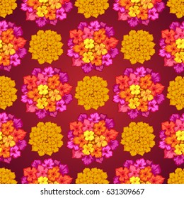 Vector seamless pattern with lantana camara for design. Beautiful bright background with flowers