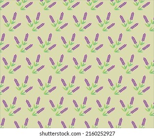 Vector seamless pattern of lavender flowers on pastel background