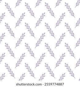Vector seamless pattern of lavender flowers elements. Perfect for branding, wrapping paper, textile. Lavender hand drawn. Lavender flowers
