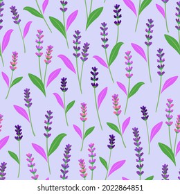 Vector seamless pattern of lavender and green pink leaves