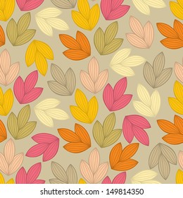 Vector seamless pattern with leaf. Autumn, nature theme,leaves, hand - drawn abstract elements. Template for textile,paper, greeting card, postcard design, backdrop, banner.