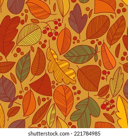 Vector seamless pattern with leaf, leaf background. Seamless pattern, abstract leaf texture, endless background. Can be used for wallpaper, pattern fills, web page background, surface textures.