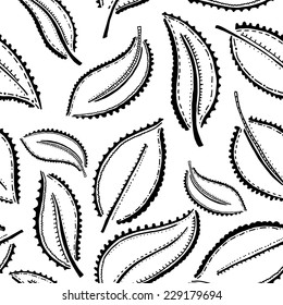 Vector seamless pattern with leaf in ethnic style. Abstract leaf texture, endless background. Can be used for web page background, pattern fills, wallpaper, wrapping paper.