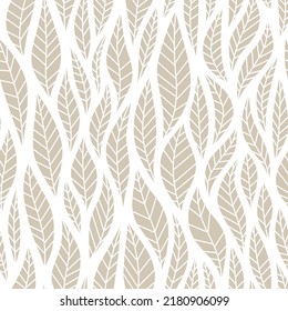 Vector seamless pattern with leaf. Light background.