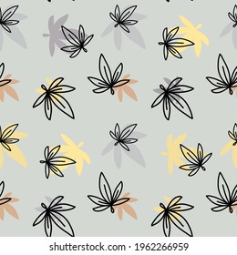 Vector seamless pattern with leaf on color background