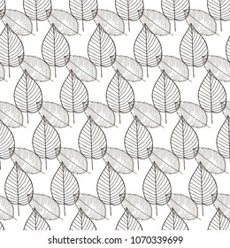 vector seamless pattern of leaf prints of different types on a light background. fashion print for backgrounds, wallpaper fabrics, paper
