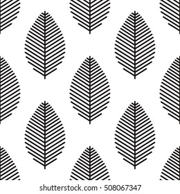 Vector seamless pattern with leaf skeleton