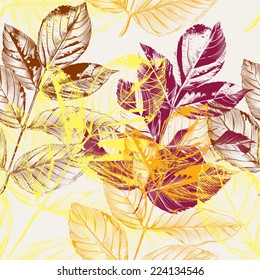 Vector seamless pattern with leafs for design