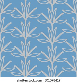 Vector seamless pattern with leaf's silhouettes. Hand drawn. 