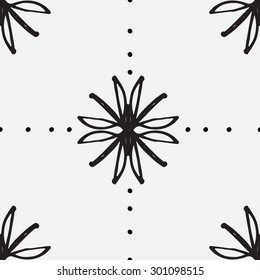 Vector seamless pattern with leaf's silhouettes. Hand drawn. 