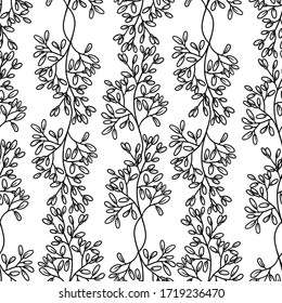 Vector seamless pattern with leavea of flowers in restrained coloring gamma