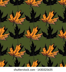 vector seamless pattern with leaves